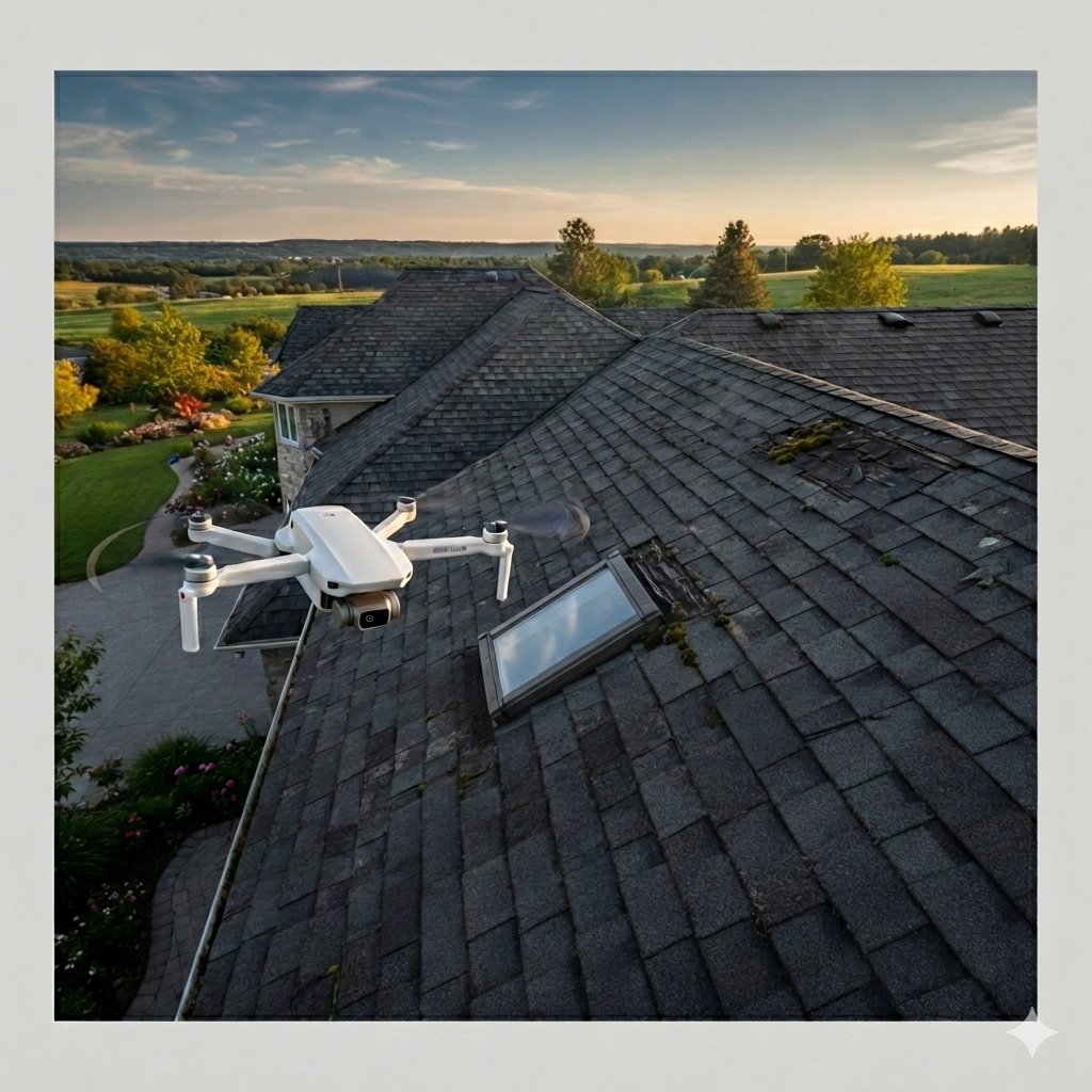 Professional drone roof inspection